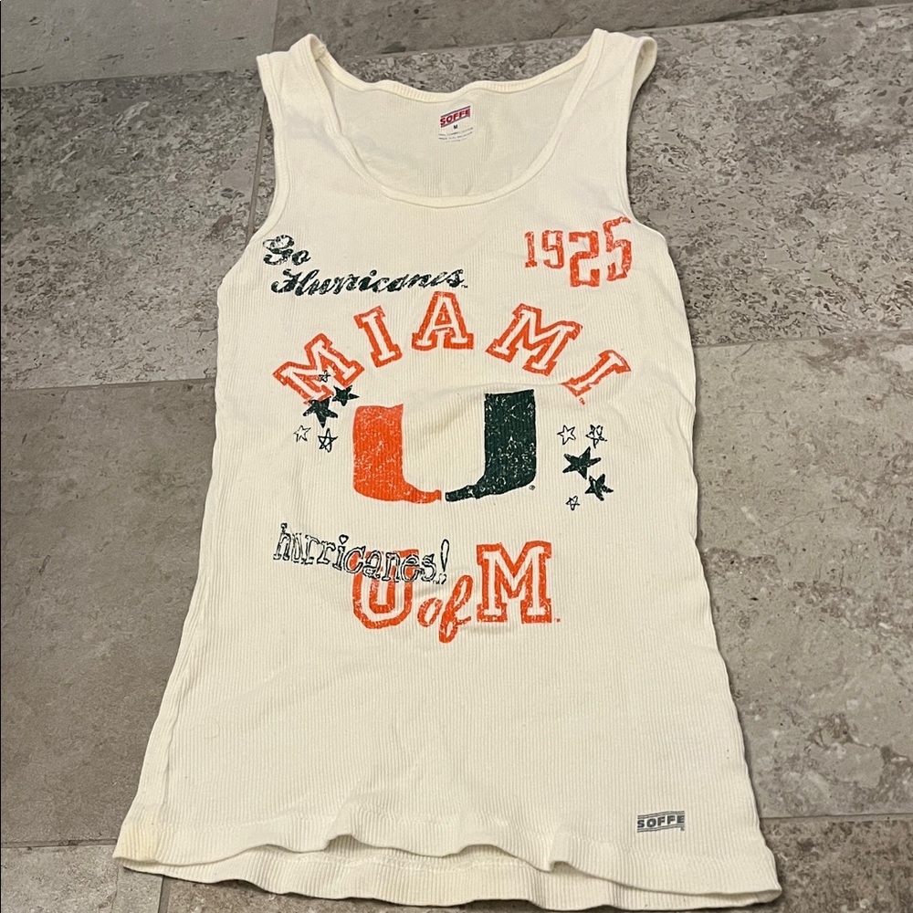 Soffe Women's Cream Miami Graphic Tank Top